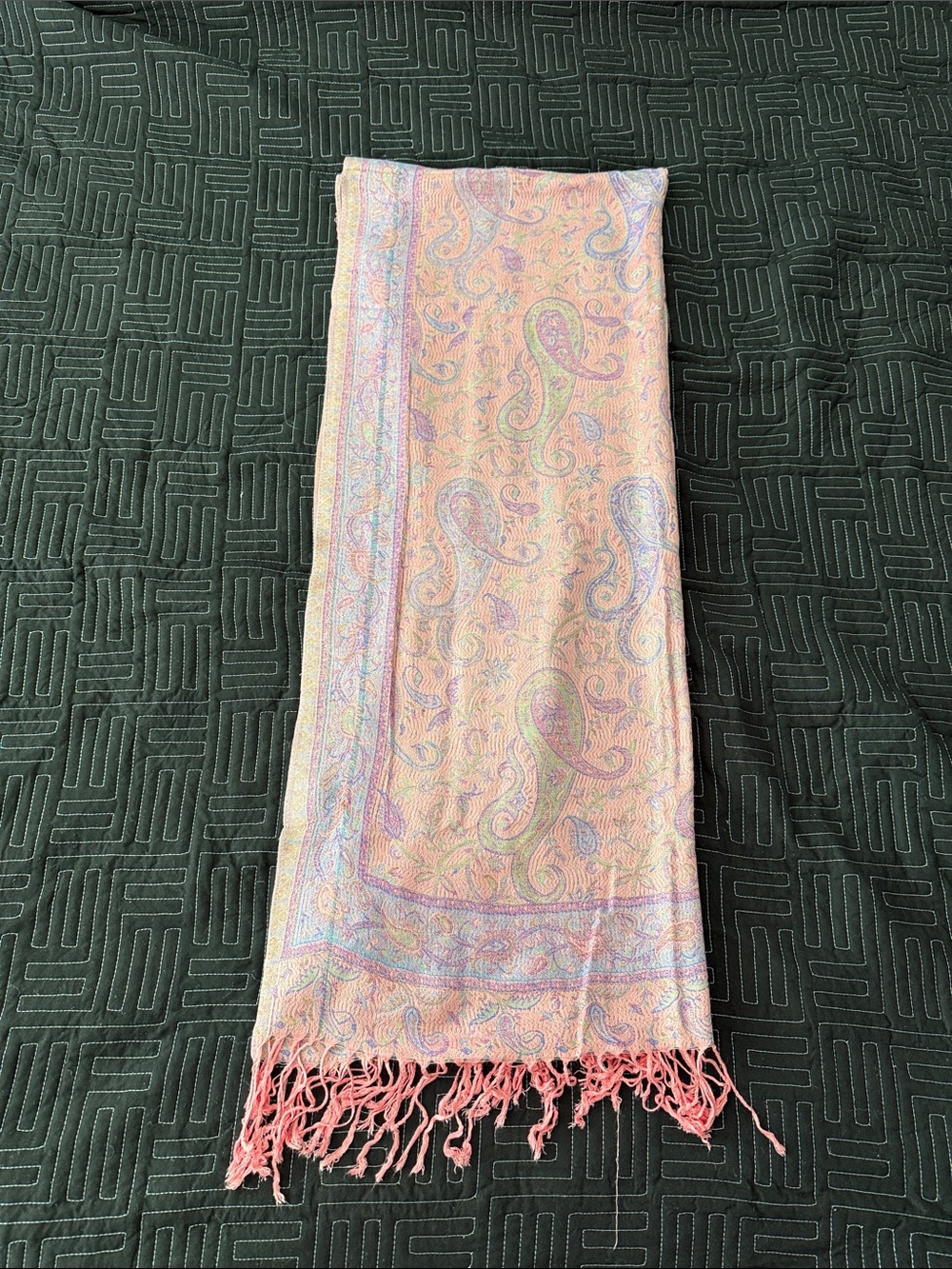 100% Cashmere Paisley Pashmina Wrap - Pink & Purple